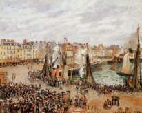 the fishmarket dieppe grey weather morning 1902