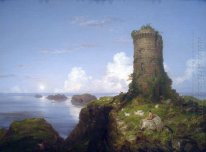 Italienische Küste Szene mit ruinierten Turm 1838
