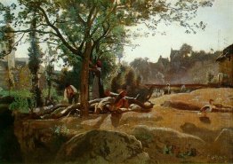 Peasants Under The Trees At Dawn Morvan