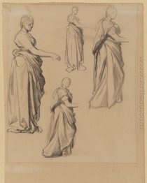 Four Studies Of A Draped Female Figure