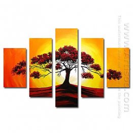 Hand-painted Oil Painting Landscape Oversized Wide - Set of 5