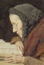 ? Ältere Frau liest in der Bibel
