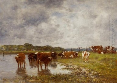 Vacas en un prado en los bancos del Toques 1880