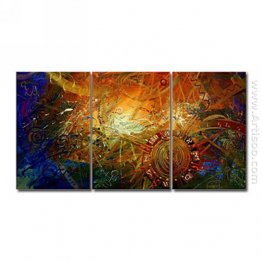 Hand-painted Abstract Oil Painting - Set of 3