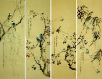 Birds&Flowers-FourInOnee - Chinese Painting