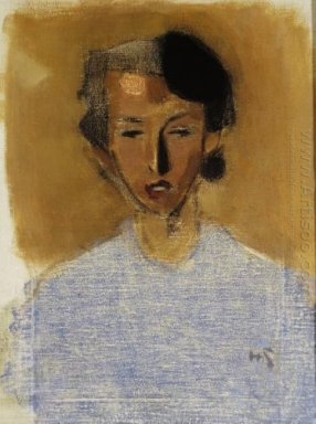 Portrait d\'une jeune fille en bleu et brun (Inez)