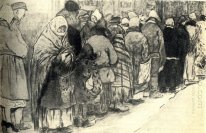 In the queue for bread. First World War.