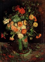 Vase With Zinnias And Geraniums 1886