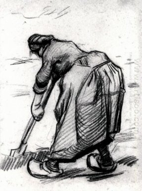 Mujer campesina que cava vista del lado del 1885