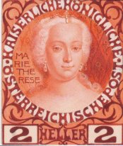 Diseño para el sello Aniversario austriaca con la emperatriz Mar