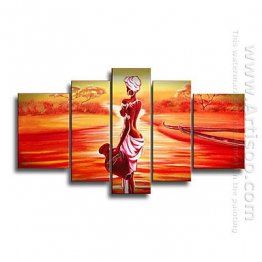 Hand-painted Abstract Oil Painting - Set of 5