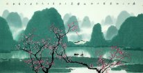 Montagnes, l'eau, fleurs de prune - Peinture chinoise