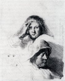 Sheet Of Sketches With A Portrait Of Saskia  Sheet Of Sketches With A Portrait Of Saskia