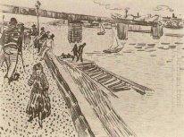 Vista de un río Quay y puente de 1888