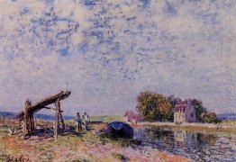 the loing canal at saint mammes 1884  the loing canal at saint mammes 1884