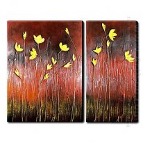 Tangan-Dicat Floral Oil Painting - Set Of 2