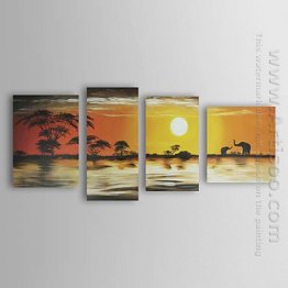 Hand-painted Oil Painting Landscape Oversized Wide - Set of 4