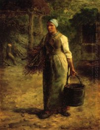 Woman Carrying Firewood And A Pail 1860