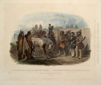 De Reizigers Bijeenkomst met Minatarre Indianen nabij Fort Clark