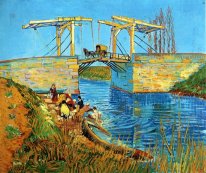 The Langlois Bridge At Arles Dengan Wanita Mencuci 1888 1