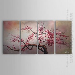 Hand-painted Floral Oil Painting - Set of 4