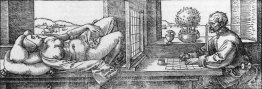 draughtsman drawing a recumbent woman 1525