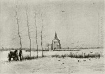 Snowy Landscape With The Old Tower 1883