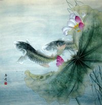 Fish & Lotus - pintura chinesa