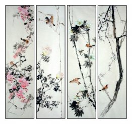 Birds&Flowers - FourInOne - Chinese Painting