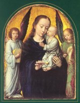 Mary and Child with Two Angels Making Music