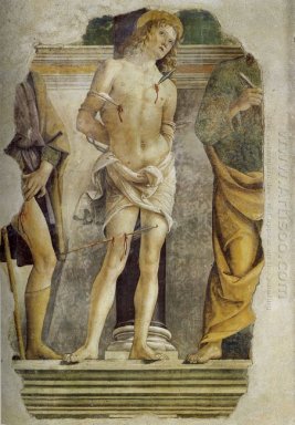 St. Sebastian und Stücke von Figur des heiligen Rochus und St. P