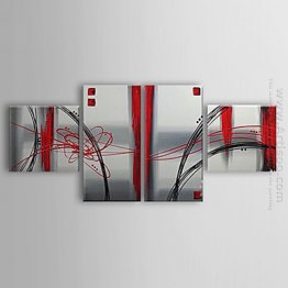 Hand-painted Abstract Oil Painting - Set of 4