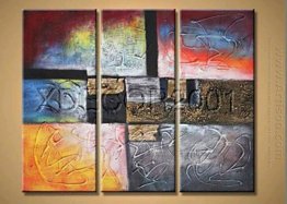 Hand-painted Abstract Oil Painting - Set of 3