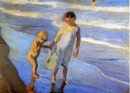 Valencia Two Little Girls On A Beach 1904