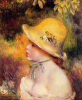 Ung flicka i en Straw Hat 1890