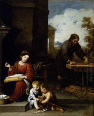 Den heliga familjen med Infant St John det baptist 1670