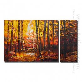 Hand-painted Landscape Oil Painting - Set of 2