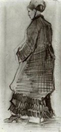 Woman With Hat Coat And Pleated Dress 1882