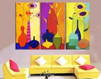 Hand-painted Abstract Oil Painting with Stretched Frame-Set of 3