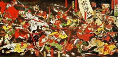 Tokugawa Ieyasu Met Hulp Van De Jodo Monniken In De Tempel Daiju