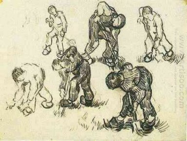 Folha Com Sketches Of Diggers e outras figuras 1890