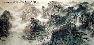 Gebergte, river - Chinees schilderij