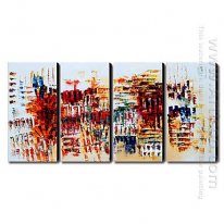 Hand-painted Abstract Oil Painting - Set of 4