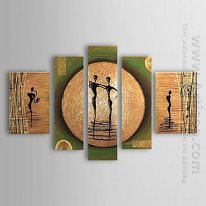 Hand-painted Abstract Oil Painting - Set of 5