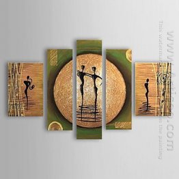 Hand-painted Abstract Oil Painting - Set of 5