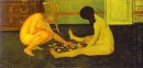 Mulheres nuas que jogam verificadores 1897