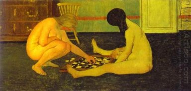 Donne nude Giocare Dama 1897