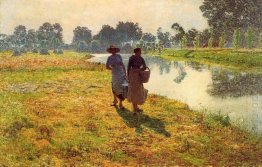 Young peasant women at the leie