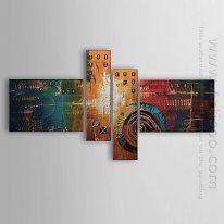 Hand-painted Abstract Oil Painting - Set of 4