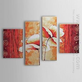 Hand Painted Oil Painting Floral - Set of 4